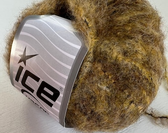 Brown Yellow Alpaca Blend Yarn, DK Light, 50g
