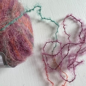 Self-Striping Multicolor Kid Mohair Alpaca Superfine, Green, Orchid, Orange color Mohair Blend Acrylic,  50 gr., 1.76 oz., 295 yards