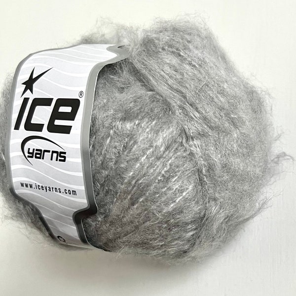 Mohair Yarn Grey Mohair Fuzzy mohair Yan Ice Yarn Mohair, Light Grey Mohair Wool Blend Acrylic, Polyamide, 50 gr., 1.76 oz., 164 yards