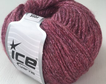 Pink Ice Metallic Yarn, Wool Blend DK Yarn
