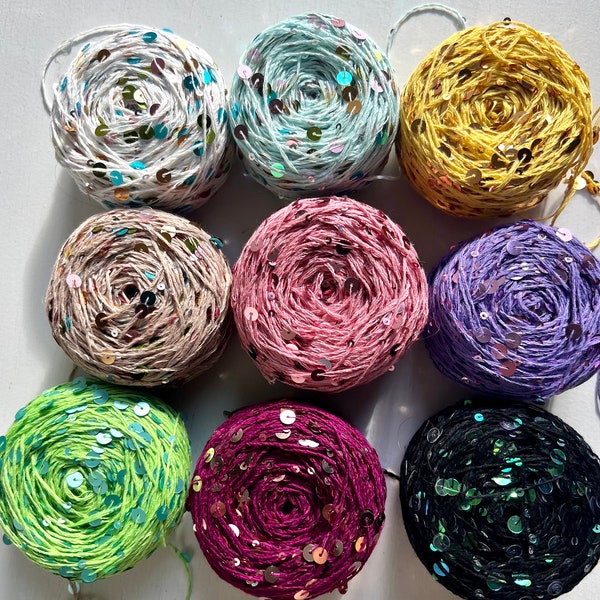 Sequin Luxury cotton, yarn Luxury cotton Yarn sparkly, shiny DIY garment accessories knitting crochet yarn, 6mm+3mm decorative Sequin yarn