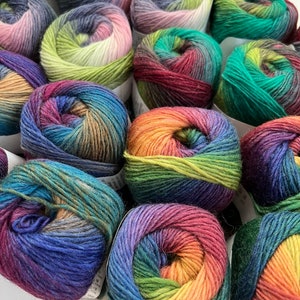 100% Wool Rainbow collection wool yarn Rosecolor wool yarn 50gr, 196 yards