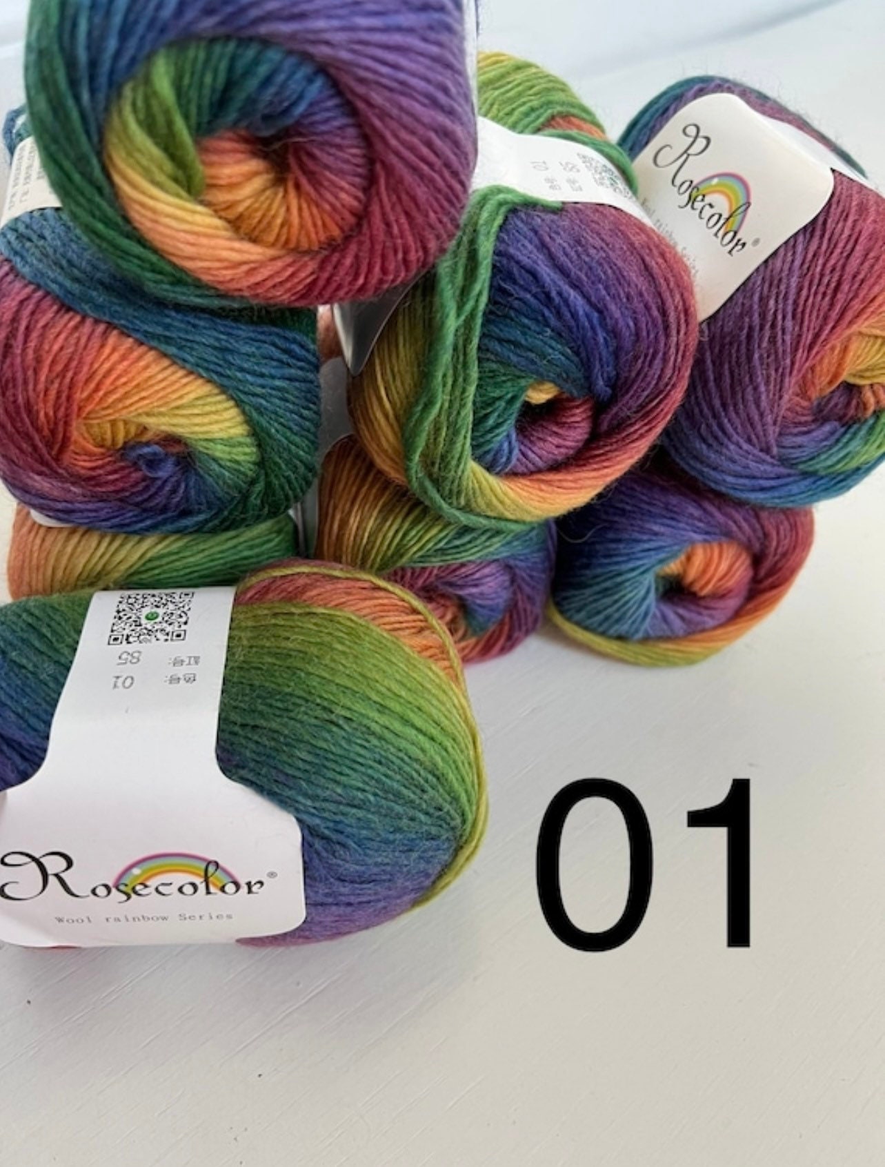 50g/Roll Rainbow Color Wool Yarn Segment Dyeing DIY Handmade