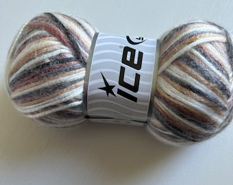 Glam Universe Wool Blend Yarn, Grey Shades, Gold, Brown, White