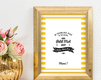 Yellow stripes Wedding Guest book sign