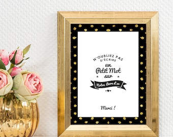 Black and gold Wedding Guest book sign