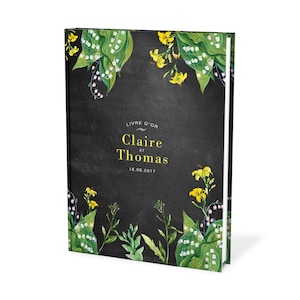 Bespoke wedding guest book with watercolor flowers