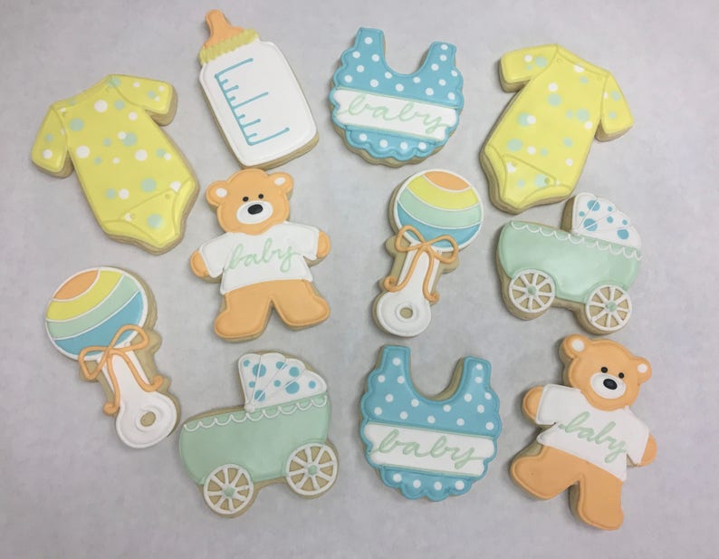 Gender Neutral Baby Shower Cookies Onesie Cookies Unisex Etsy