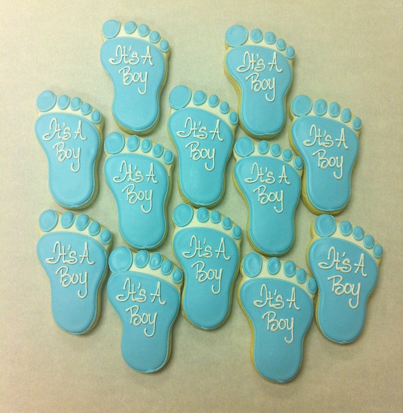 Baby Footprint Shower Cookie Favors Feet For Congrats It S A Boy Cookies Girl Personalized