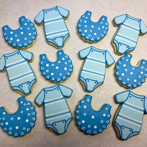 Baby Shower Cookie Favors, Onesie Cookies, Baby Bib Cookies for Baby Showers, Unisex Baby Shower Cookies, Great Baby Shower Cookies