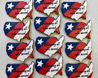 Veterans Day Cookies, Great Veterans Day Party Favors, Patriotic Cookies, American Flag Cookies, Memorial Day Theme Party Favors