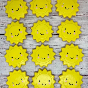 Sunshine Party Favors, Sunshine Cookies, Smiley Face Sun Cookies, Summer Theme Cookies for Birthday Parties, Cookie Gift, Get Well Gift