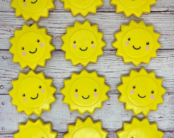 Sunshine Party Favors, Sunshine Cookies, Smiley Face Sun Cookies, Summer Theme Cookies for Birthday Parties, Cookie Gift, Get Well Gift