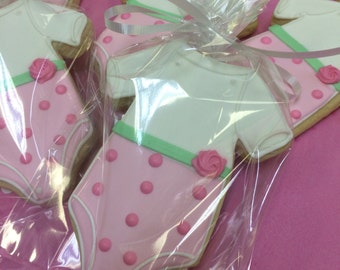 Best Baby Shower Party Favors, Onesie Cookies, Baby Girl Cookie Favors, Girly Baby Shower Cookies, Personalized Baby Shower Favors