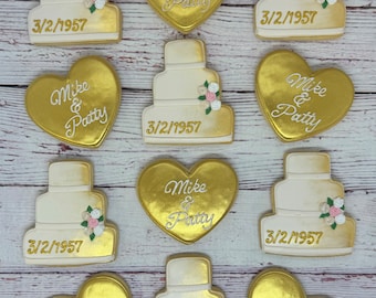 50th Wedding Anniversary Party Favors, Wedding Anniversary Cookies, Personalized Anniversary Party Favors, Golden Anniversary Party Favors