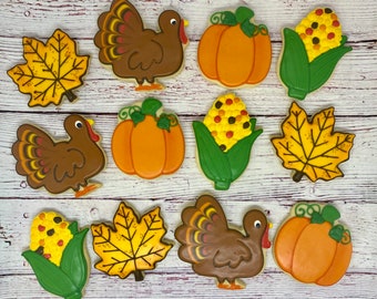 Thanksgiving Theme Party Favors, Holiday Hostess Gift, Thanksgiving Cookies, Thanksgiving Hostess Gift Idea, Turkey Cookies, Pumpkin Cookies