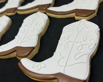 White Cowboy Boot Party Favors, Wedding Theme Cowgirl Boot Cookies, Western Theme Cookie Favors, Western Theme Bridal Shower Favors