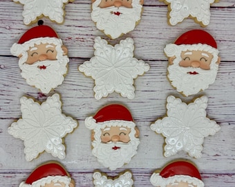 Christmas Cookies, Holiday Cookies, Christmas Party Favor Cookies, Decorated Christmas Cookies, Santa Cookies, Reindeer Cookies