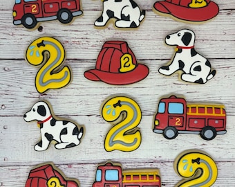 Great Birthday Party Favors, Firefighter Theme Cookies, Fire Truck Cookies, Fire Hat Cookies, Fireman Theme Cookies