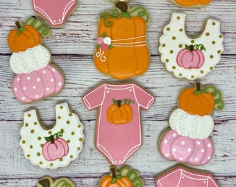 Pumpkin Theme Baby Shower Favors, Little Pumpkin Baby Shower Cookies, Baby Girl Shower Favors, Shower Cookies, Great Baby Shower Cookies