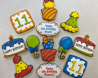 Birthday Party Favors, Birthday Party Favors, Birthday Party Cookies, Birthday Cake Cookies, Birthday Cookie Basket, Personalized Cookies