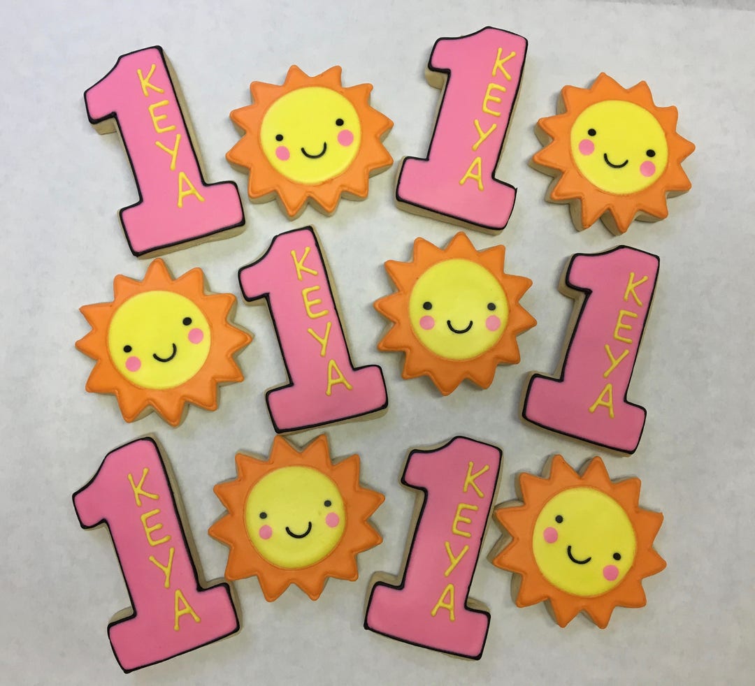 First Birthday Party Favor Cookies, 1st Birthday Little Sunshine