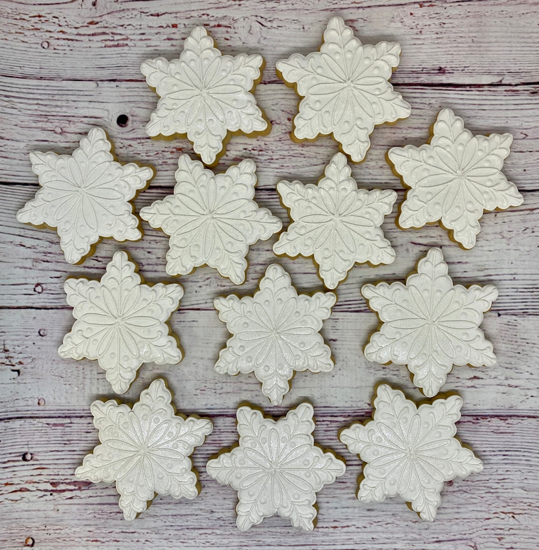 Snowflake Cookies for Holidays, Snowflake Cookie Favors, Snowflake ...