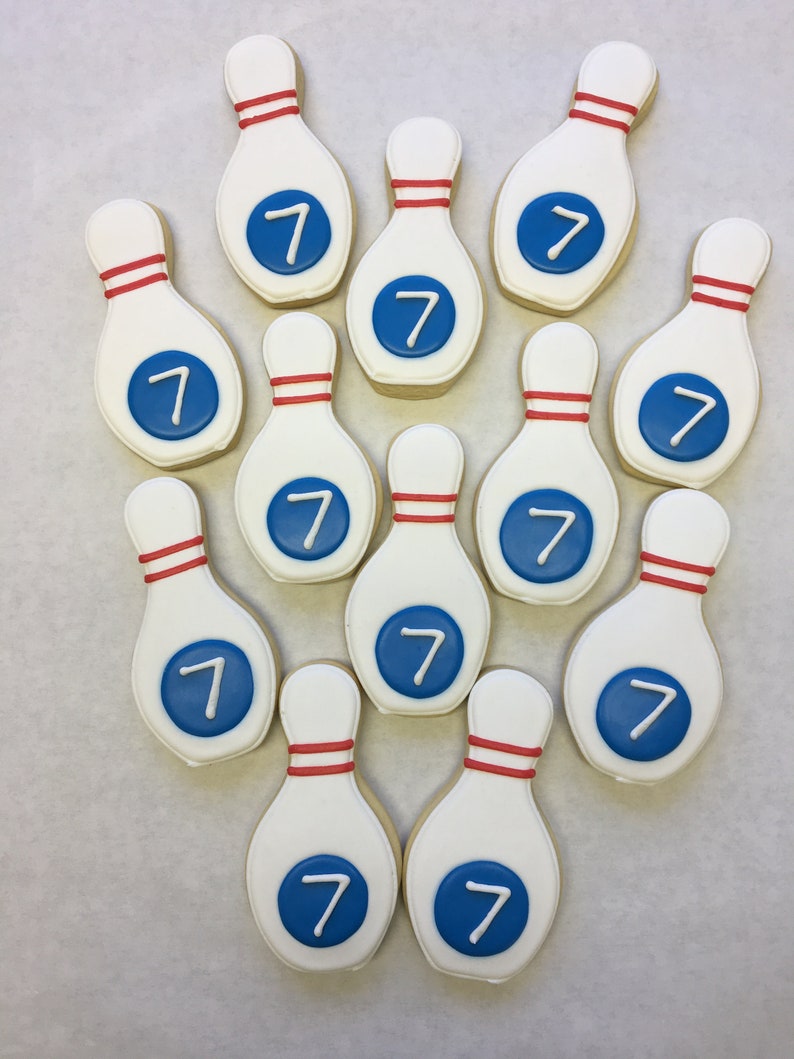 Bowling Theme Party Favors for Birthdays, Bowling Pin Cookies, Bowling Cookies for Birthdays, Bowling Cookie Favors, Bowling Event Cookies image 2
