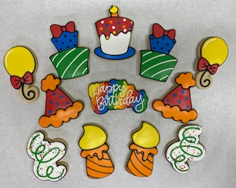 Birthday Party Favors, Birthday Party Favors, Birthday Party Cookies, Birthday Cake Cookies, Birthday Cookie Basket, Personalized Cookies