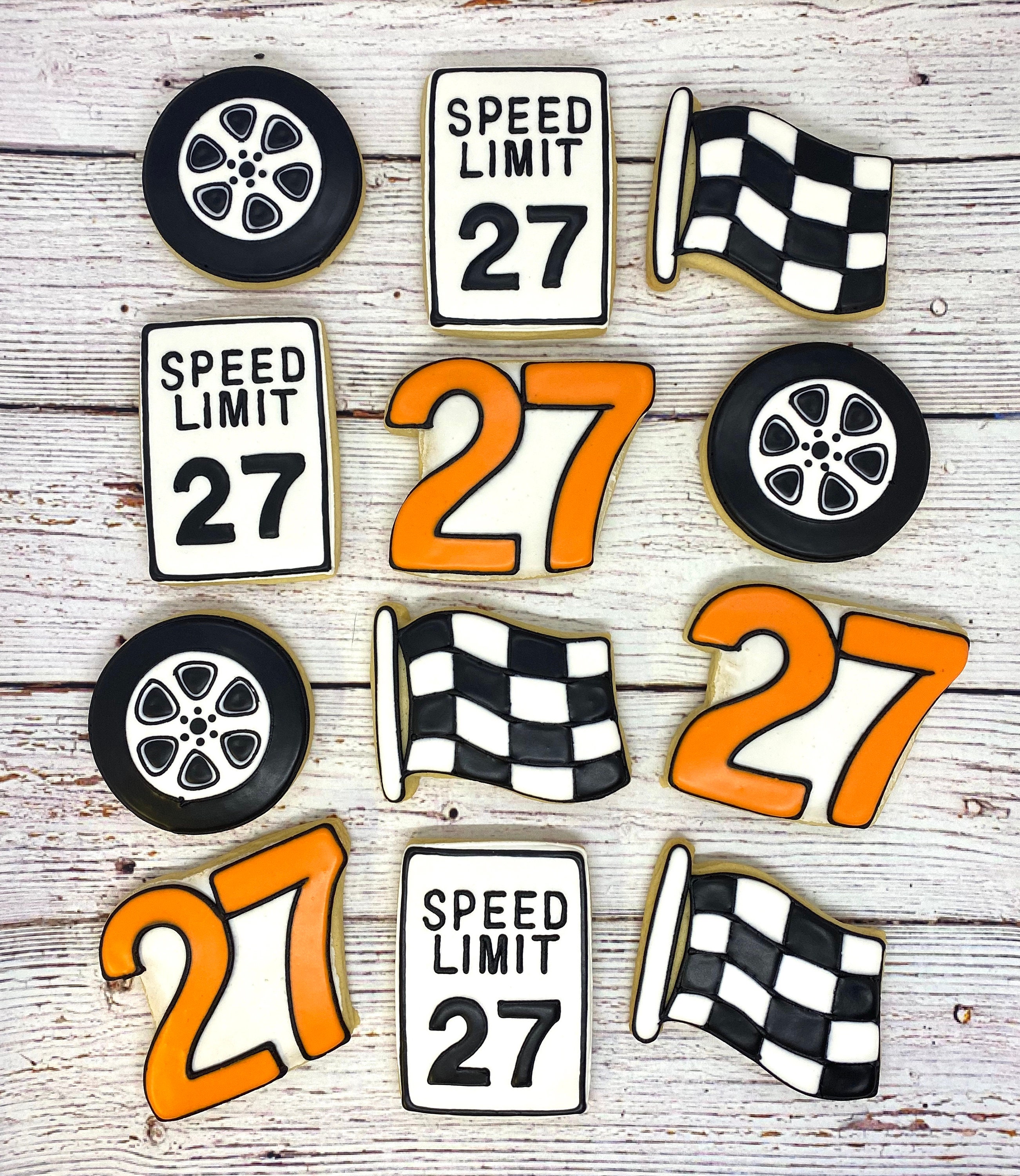 Racing Theme Cookie Favors, Car Theme Cookies for Birthday, Cute Race Theme Cookies, Child's Race Car Birthday Cookies, Number Cookies