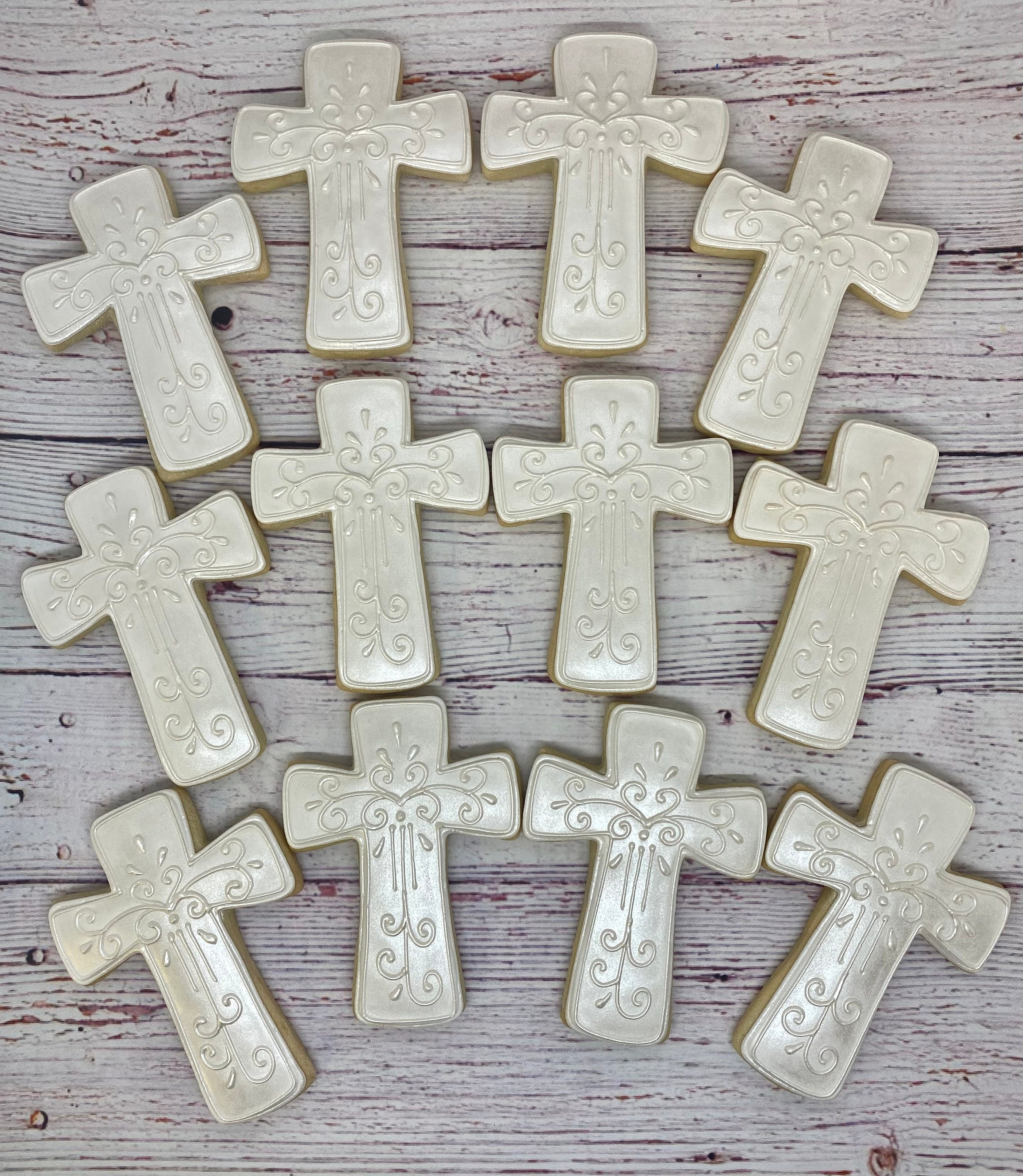 Cross Cookie Favors for Baptism, Confirmation Cookies, Religious Party Favors, First Communion Cookies for Boys or Girls Cross Cookie Favors