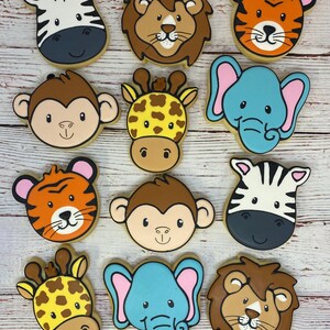 Safari Animal Party Favor Cookies for Birthdays, Baby Shower Party Favors, Zoo Theme Cookies, Safari Animal Decorated Cookies image 2