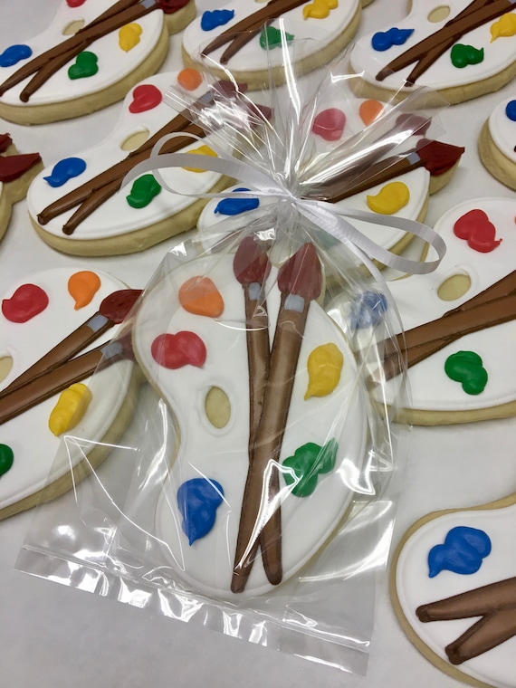 Painting Party Favors, Art Palette Cookies, Painting Party Favors, Paint  Party Cookies, Paint Brush Cookies, Art Party Cookies