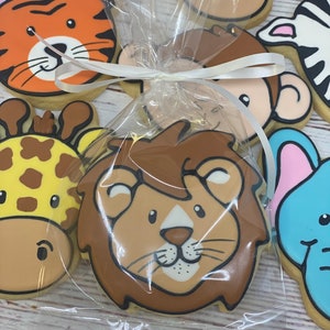 Safari Animal Party Favor Cookies for Birthdays, Baby Shower Party Favors, Zoo Theme Cookies, Safari Animal Decorated Cookies image 1