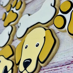 Dog Theme Party Favors, Great Veterinarian Gift Idea, Dog Sitter Gift, Paw Print Cookies, Dog Bone Cookies, Dog face Cookies Bild 3
