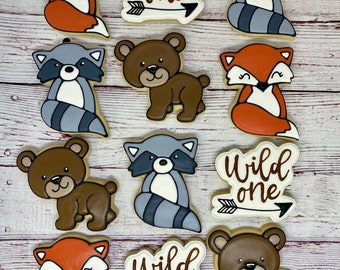 First Birthday Woodland Animal Party Favors, Woodland Animal 1st Birthday Cookies, Woodland Theme Cookies, Woodland Animal Cookies