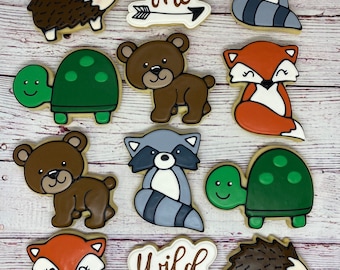 First Birthday Woodland Animal Party Favors, Woodland Animal 1st Birthday Cookies, Woodland Theme Cookies, Woodland Animal Cookies