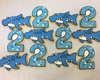 Great Birthday Party Favors, Shark Party Favors for Birthdays, Shark Theme Birthday Cookies, Sea Theme Cookies, Shark Cookies