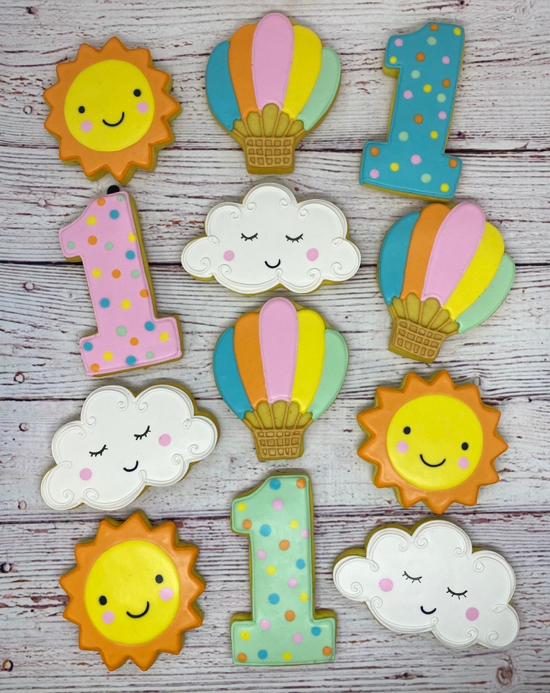 Hot Air Balloon Theme Birthday Party Favor Cookies Etsy