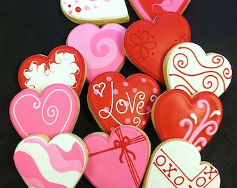 Valentine&#39;s Day Heart Cookie Favors, Anniversary Cookie Favors, Wedding Cookie Favors, Sweetest Day Cookies, Personalized Cookies