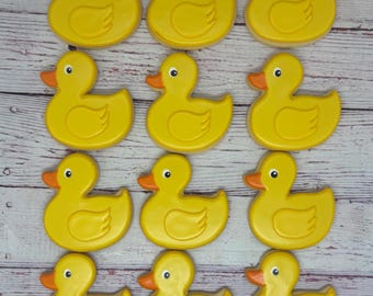 Rubber Ducky Cookies for Baby Showers, Unisex Baby Shower Cookies, Baby Shower Party Favors, Yellow Ducky Cookies, Rubber Duck Theme Favors