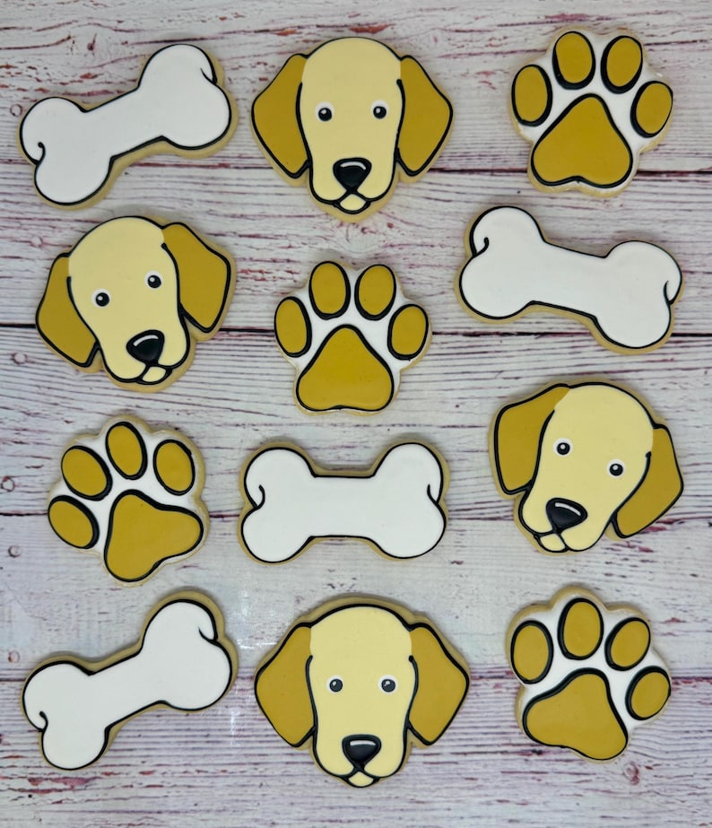 Dog Theme Party Favors, Great Veterinarian Gift Idea, Dog Sitter Gift, Paw Print Cookies, Dog Bone Cookies, Dog face Cookies Bild 1