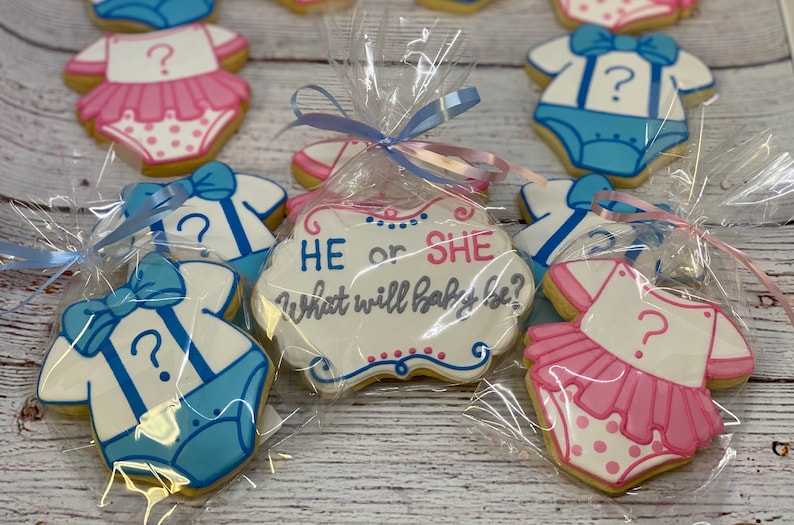Gender Reveal Party Favors Best Gender Reveal Cookies Onesie Etsy