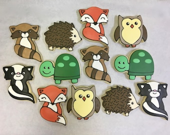 Woodland Animal Party Favor Cookies for Birthdays, Baby Shower Cookie Favors, Woodland Theme Cookies, Woodland Animal Cookies for Any Reason