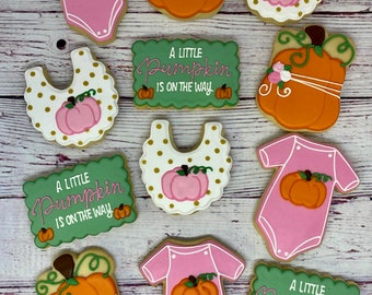 Little Pumpkin Theme Baby Shower Favors, Little Pumpkin Baby Shower Cookies, Baby Girl Shower Favors, Shower Cookies, Great Baby Shower Idea