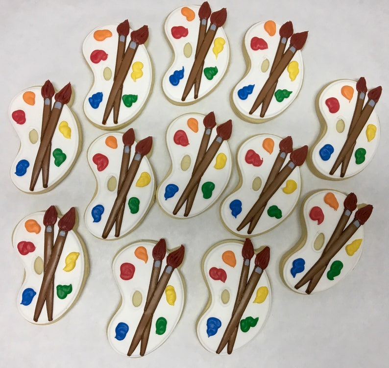 Art Palette Cookies for Birthday Parties Art Palette Cookies Etsy