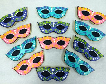 Mardi Gras Cookie Favors, Mardi Gras Mask Cookies, Mardi Gras Cookies, Mask Cookies, Diva Cookie Favors, Diva Party Favor Cookies