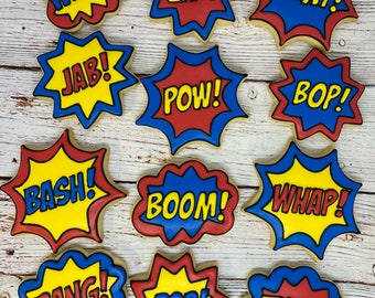 Super Hero Party Favors, Superhero Exclamation Cookies, Superhero Birthday Cookies, Superhero Theme Party Favors, Superhero Party Favors