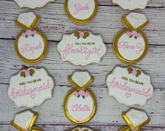 Will You Be My Bridesmaid Cookies, Will You Be My Maid of Honor Cookies, Will You Be My Flower Girl, Wedding Party, Bridesmaid Cookies
