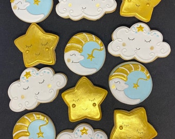 Baby Shower Cookie Favors, Twinkle Twinkle Little Star Cookies for Baby Showers, Unisex Baby Shower Cookies, Baby Shower Party Favor Cookies